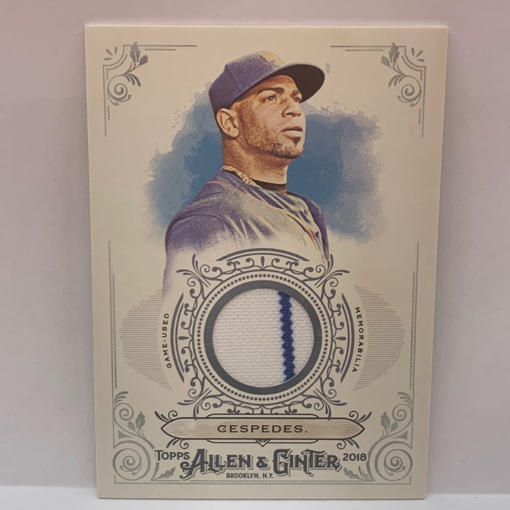 2018 Allen & Ginter Yoenis Cespedes Mets Game Used Jersey #YC (007)